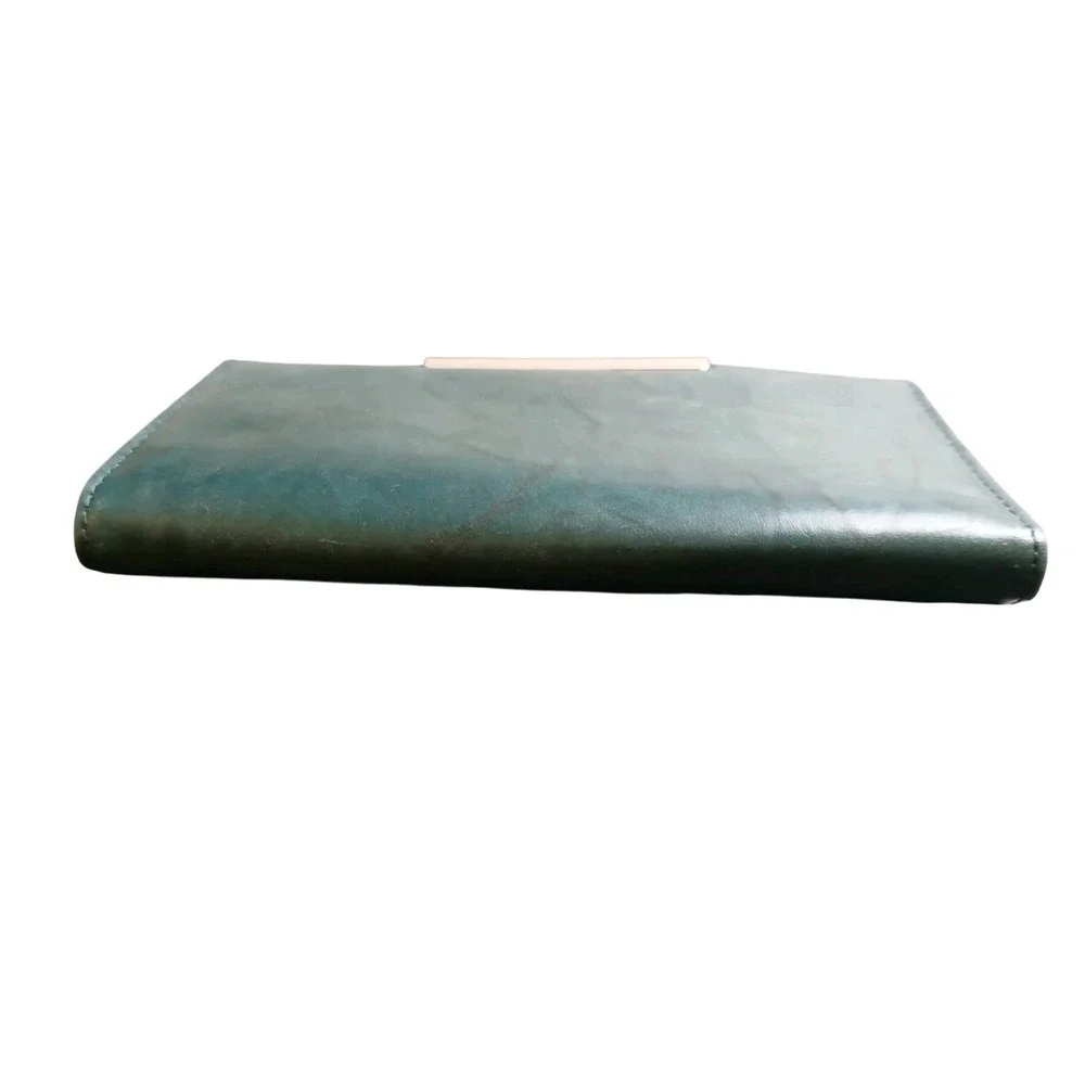 Genuine Leather Long Wallet With Silver Holds 12 Credit Cards, Cash Coins‎ #1548